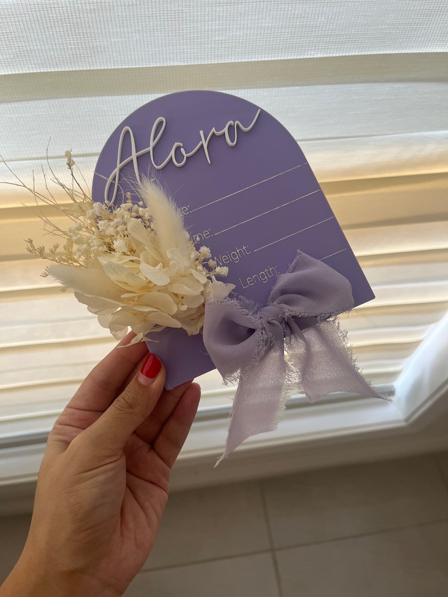 Arch floral acrylic details plaque