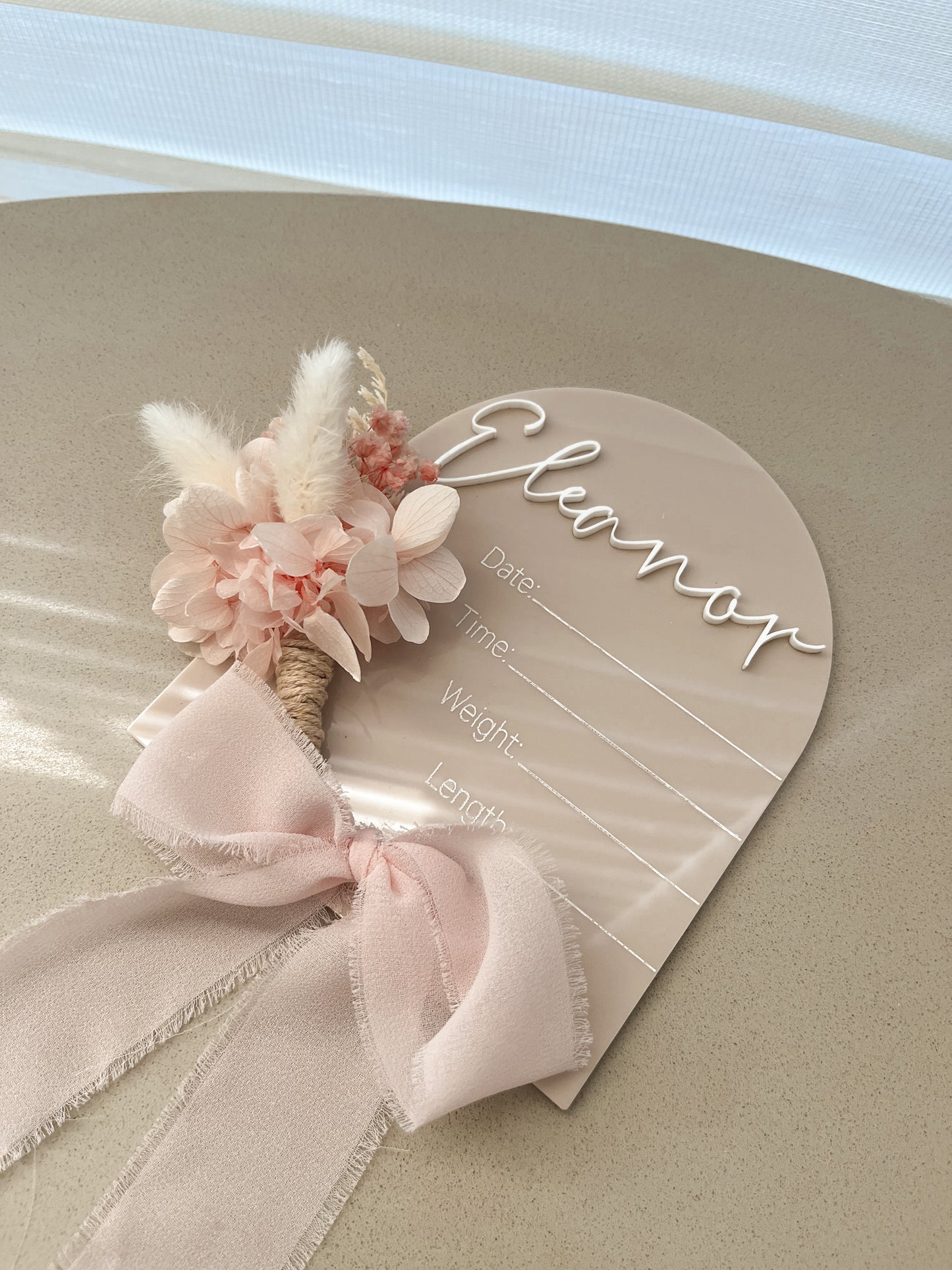 Arch floral acrylic details plaque