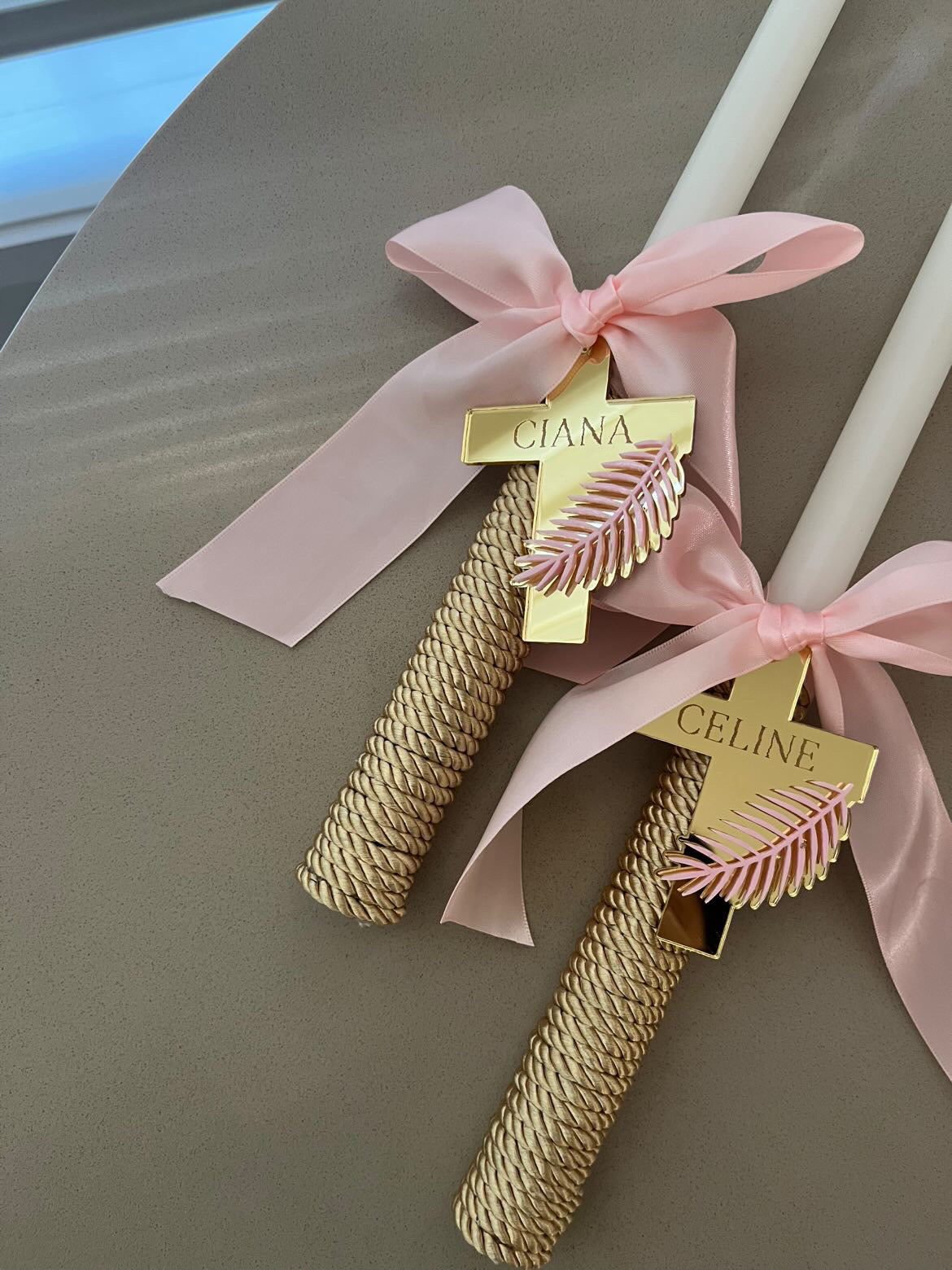 Twisted Taper Palm Sunday Candle - Personalised Tag