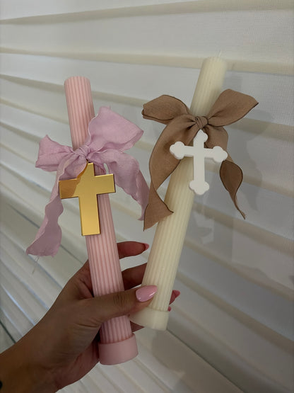 Ribbed Palm Sunday Candle- No Personalisation