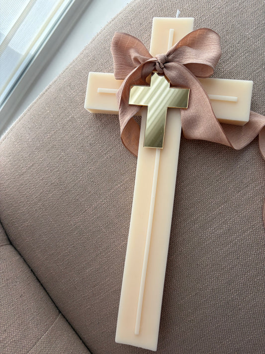 Cross Palm Sunday Candle - with or without personalisation