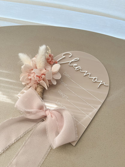 Arch floral acrylic details plaque