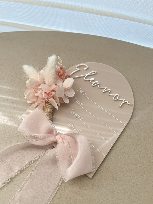 Arch floral acrylic details plaque